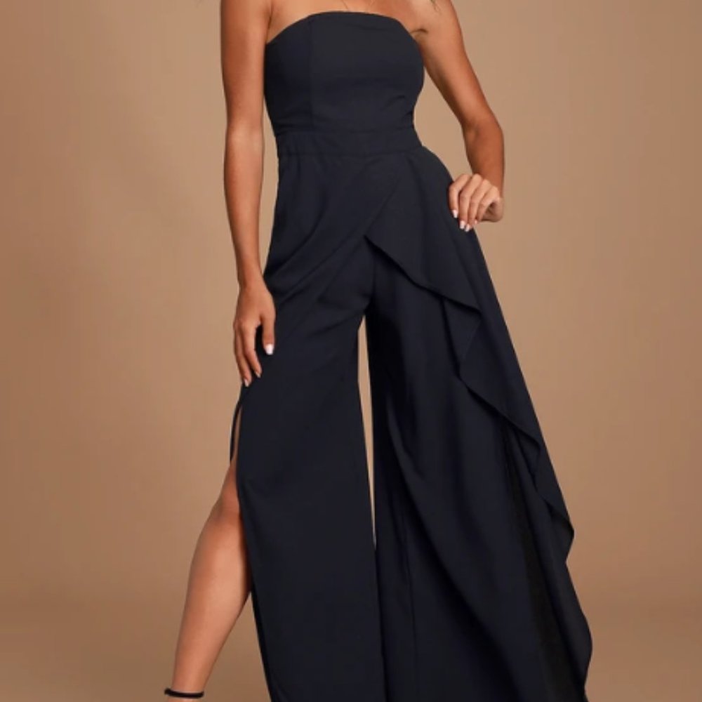 Black Strapless Tulip Leg Jumpsuit